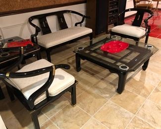 BLACK LACQUER JAMES MONT FURNITURE BY CENTURY
