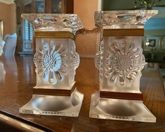 LALIQUE PAQUERETTERS CANDLEHOLDERS