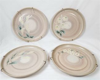 Lot of 4 Vintage Pink Studio Pottery Plates