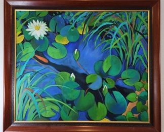 Charles M. Cohen Waterlillies Painting on Canvas