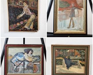 David Anderson Framed Surrealist Paintings