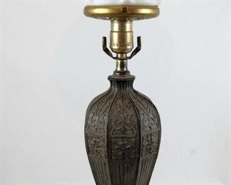 Antique Lamp Base with Art Deco Milk Glass Shade