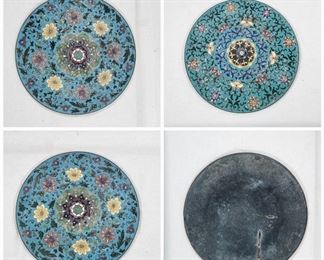 3 Asian Cloisonne Enamel Seat Tops