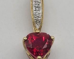 10k Yellow Gold Pendant with Ruby and Diamonds
