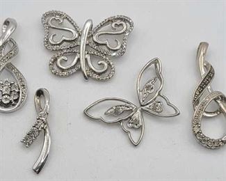 5 Sterling and Diamond Pendants