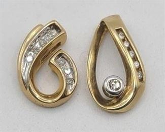 Two 10k Yellow Gold and Diamond Pendants
