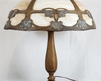 Antique Caramel 6 Panel Slag Glass Shade Lamp
