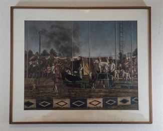 Edith Neff Original "Dog Act" Framed Pastel