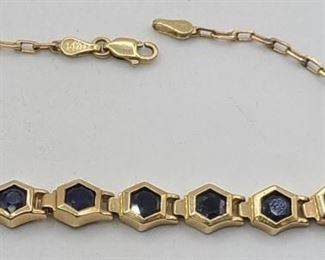 14k Yellow Gold Bracelet with Blue Sapphires
