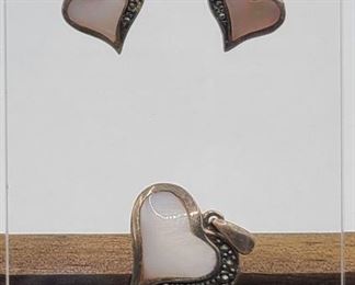 Sterling Earrings & Pendant with Mother of Pearl