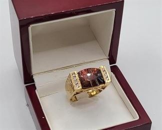 11.50ct Natural Tourmaline & Diamond 14k Gold Ring