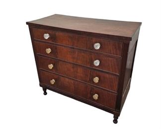 Antique 4 Drawer Chest with Glass Pulls