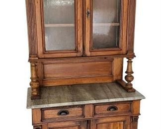 Antique Pine Cupboard with Marble Top