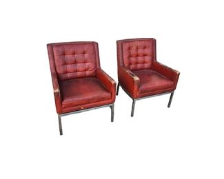 Vintage Knoll Style Leather & Chrome Leg Chairs