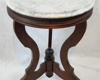 Antique Marble Top Parlor Table on Casters