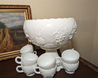Milk Glass Punch Bowl