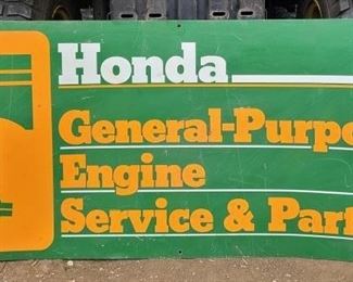 HONDA SERVICE & PARTS EMBOSSED GREENBACK SIGN