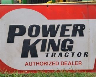 POWER KING TRACTOR EMBOSSED METAL DEALER SIGN
