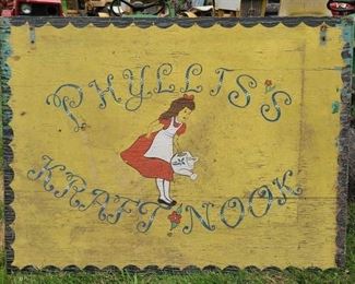 HOMEMADE 2-SIDE WOOD CRAFT STORE SIGN