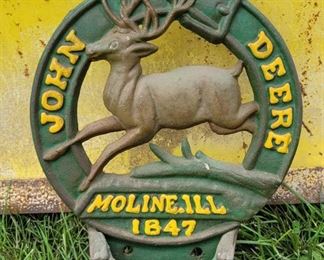 CAST IRON JOHN DEERE WALL POCKET PLAQUE