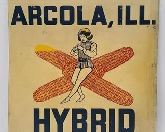 VINTAGE PFEIFER SEED CORN 2-SIDED SIGN ARCOLA, IL