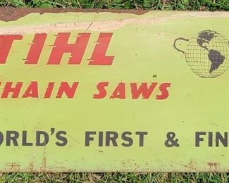 VINTAGE STIHL CHAIN SAWS METAL ADVERTISING SIGN