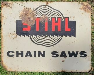 OLD STIHL CHAN SAWS METAL ADVERTISING SIGN