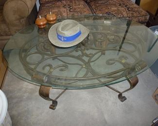 GLASS & IRON COFFEE TABLE