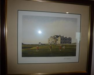 SIGNED FLORENCE GILBERT ST ANDREWS GOLF PRINT