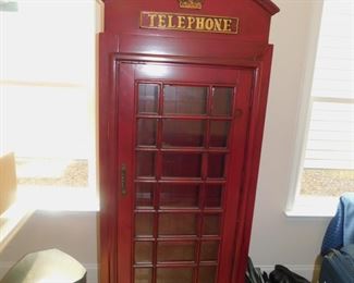 ENGLISH TELEPHONE BOOTH CURIO CABINET