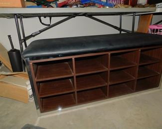 MAHOGANY SHOE STORAGE BENCH