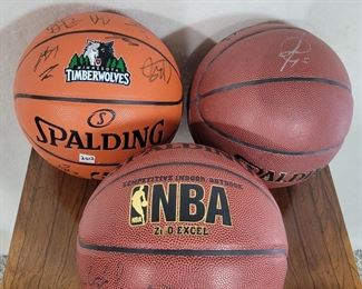Lot of 3 Timberwolves signed basket balls. Ricky Rubio and others.