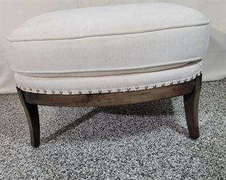 Footstool Ottoman by Arhaus.  Decorated with Tacks.