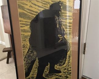 Gyojin Murakami (1911-1998) 1969 "Fisherman at Dawn/ Akashi" Woodblock