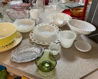 Milk glass & serving pieces