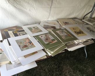 Early original lithograph prints matted and ready to frame