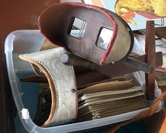 Antique stereo view cards and viewers