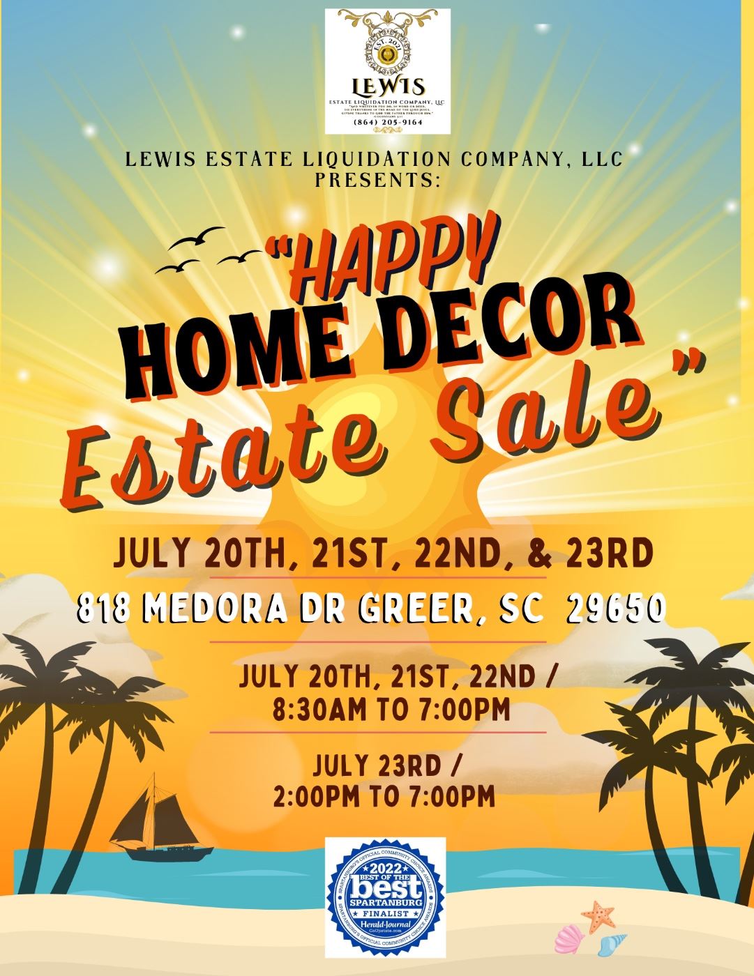 Orange Yellow and Blue Tropical Summer Party Flyer