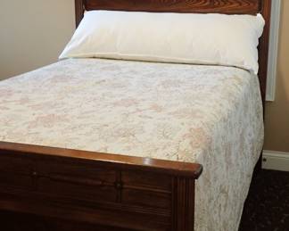 TWIN CARVED HEAD BOARD AND FOOT BOARD BED & MATTRESS