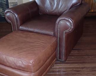 LEATHER CHAIR  - LEATHER OTTOMAN 