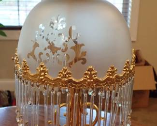 BRASS AND GLASS LAMP