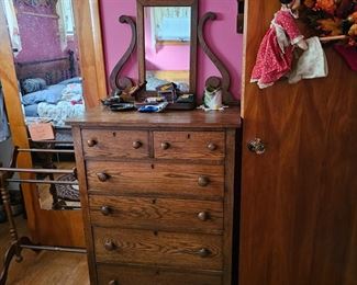 OAK DRESSER WITH MIRROR