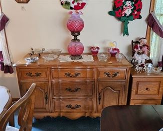 FENTON LAMP SIDEBOARD CHRISTMAS DEOCRATIONS SMALL FILE CABINET