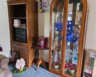 VERY DIFFERENT STYLE CHINA CABINET RARE FENTON GLASSWARE