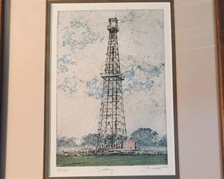 Signed John Collette "Drilling" etching