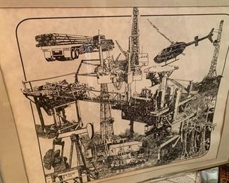 framed 1982  poster of the "Oil Patch" by Bob Sklar