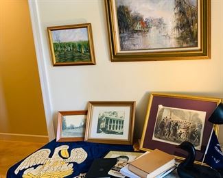 Louisiana table filled with early Louisiana photographs and memorabilia 