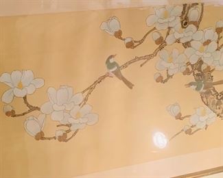 Japanese watercolor of Cherry Blossoms with original chop mark