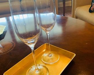 Pair of Tiffany toasting flutes