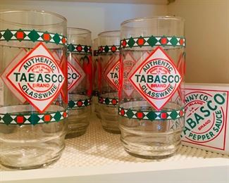 Vintage like new Tabasco glasses and coasters